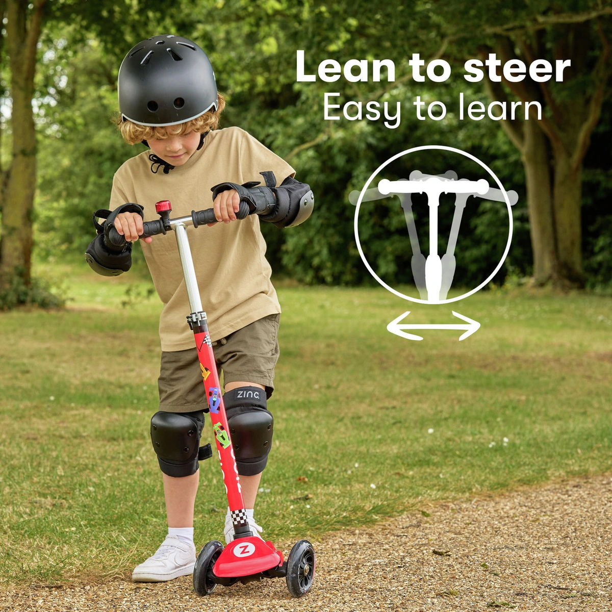 Zinc Light Up Racecar 3 Wheel Scooter - Red
