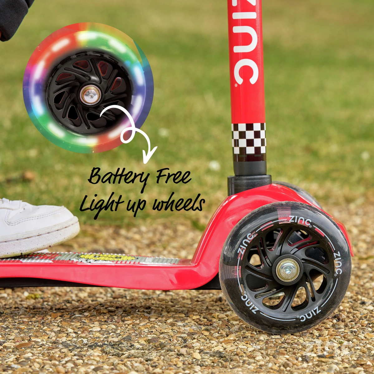 Zinc Light Up Racecar 3 Wheel Scooter - Red