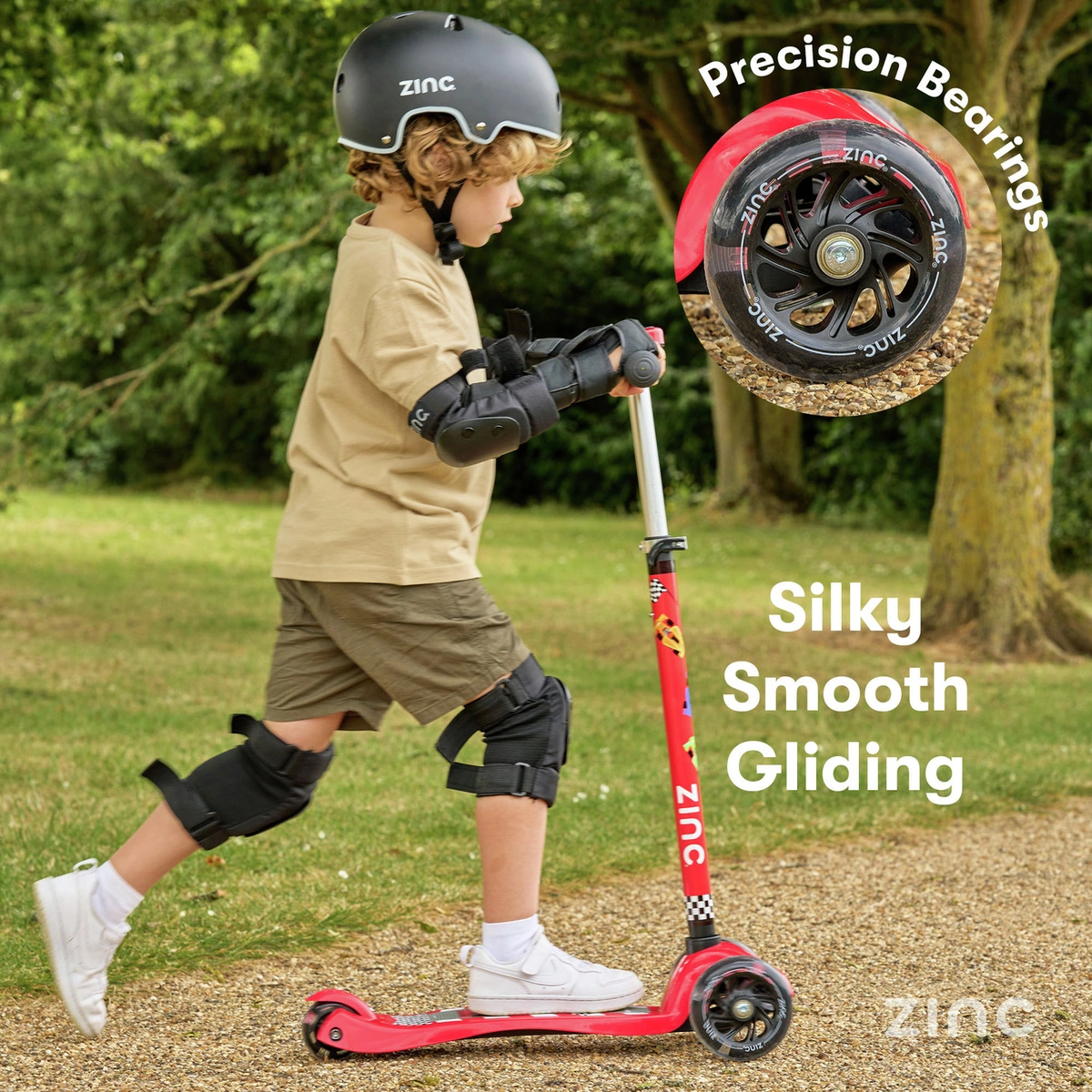 Zinc Light Up Racecar 3 Wheel Scooter - Red