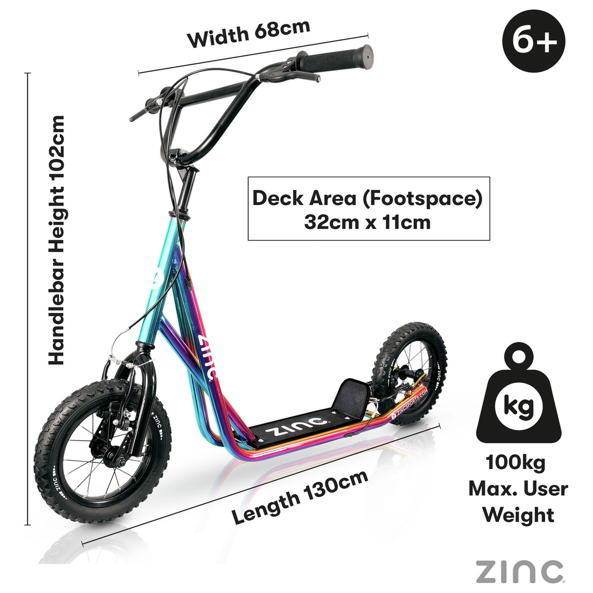 Zinc 12 inch Kids BMX Scooter - Neochrome