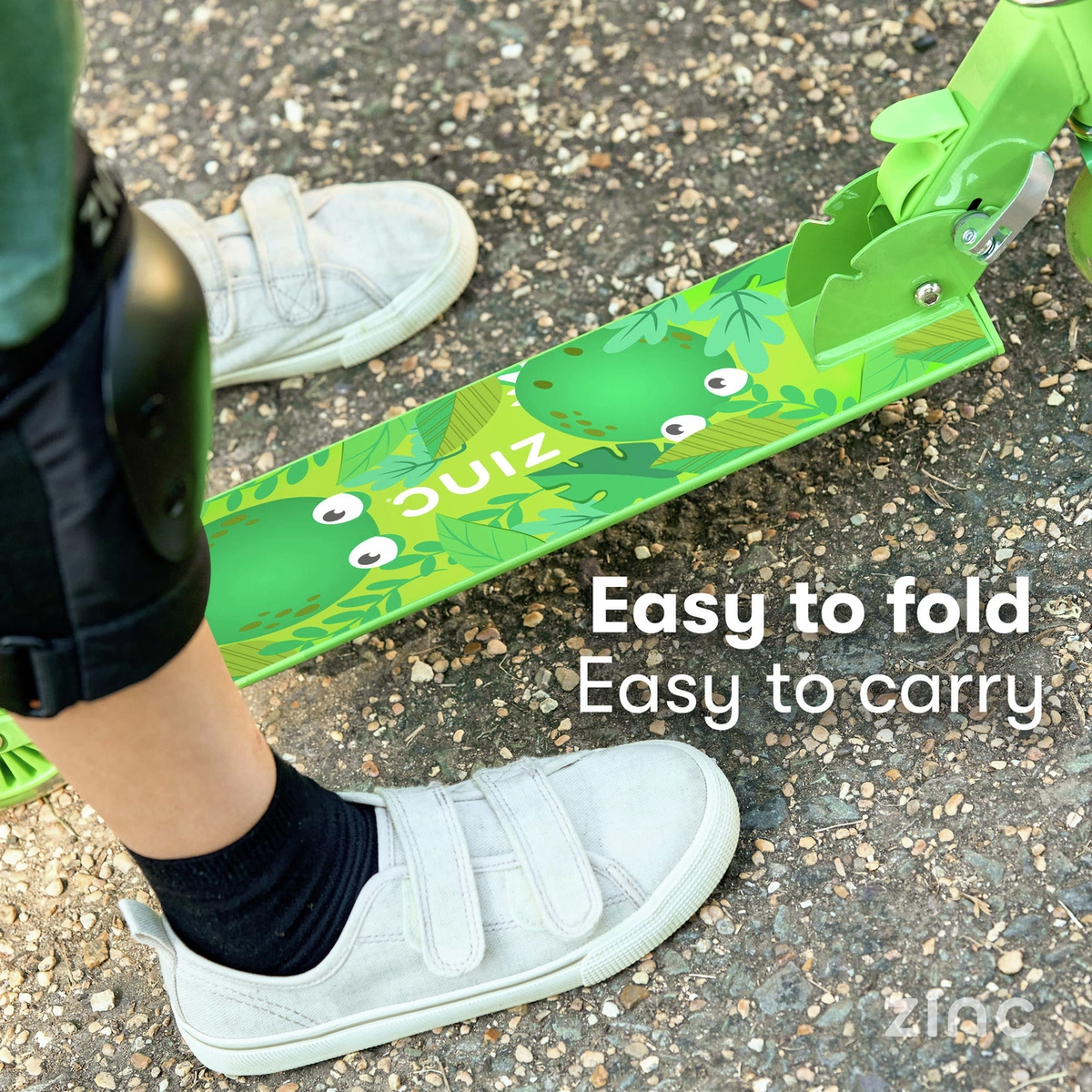 Zinc Dino Foldable Light Up 2 Wheel Scooter