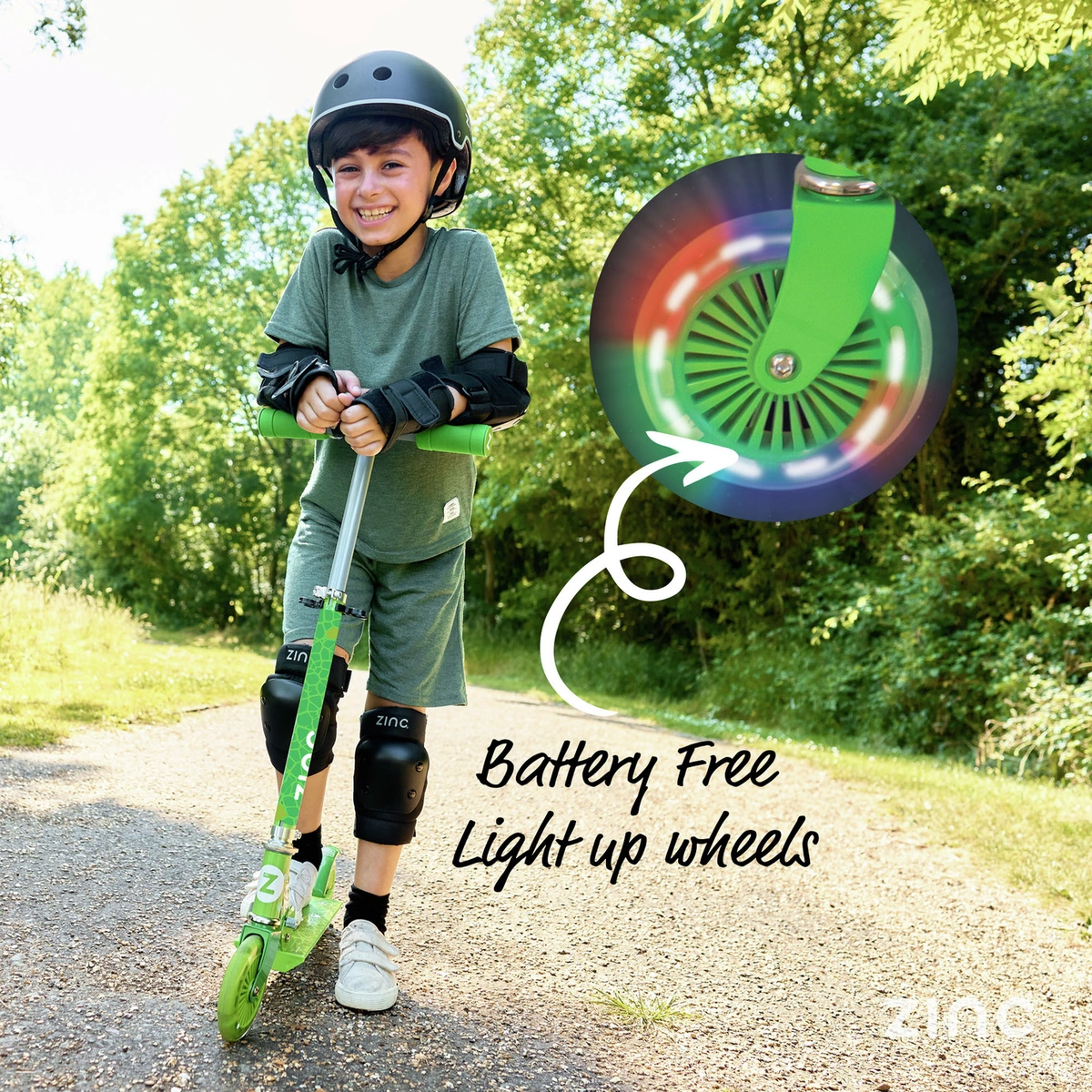 Zinc Dino Foldable Light Up 2 Wheel Scooter