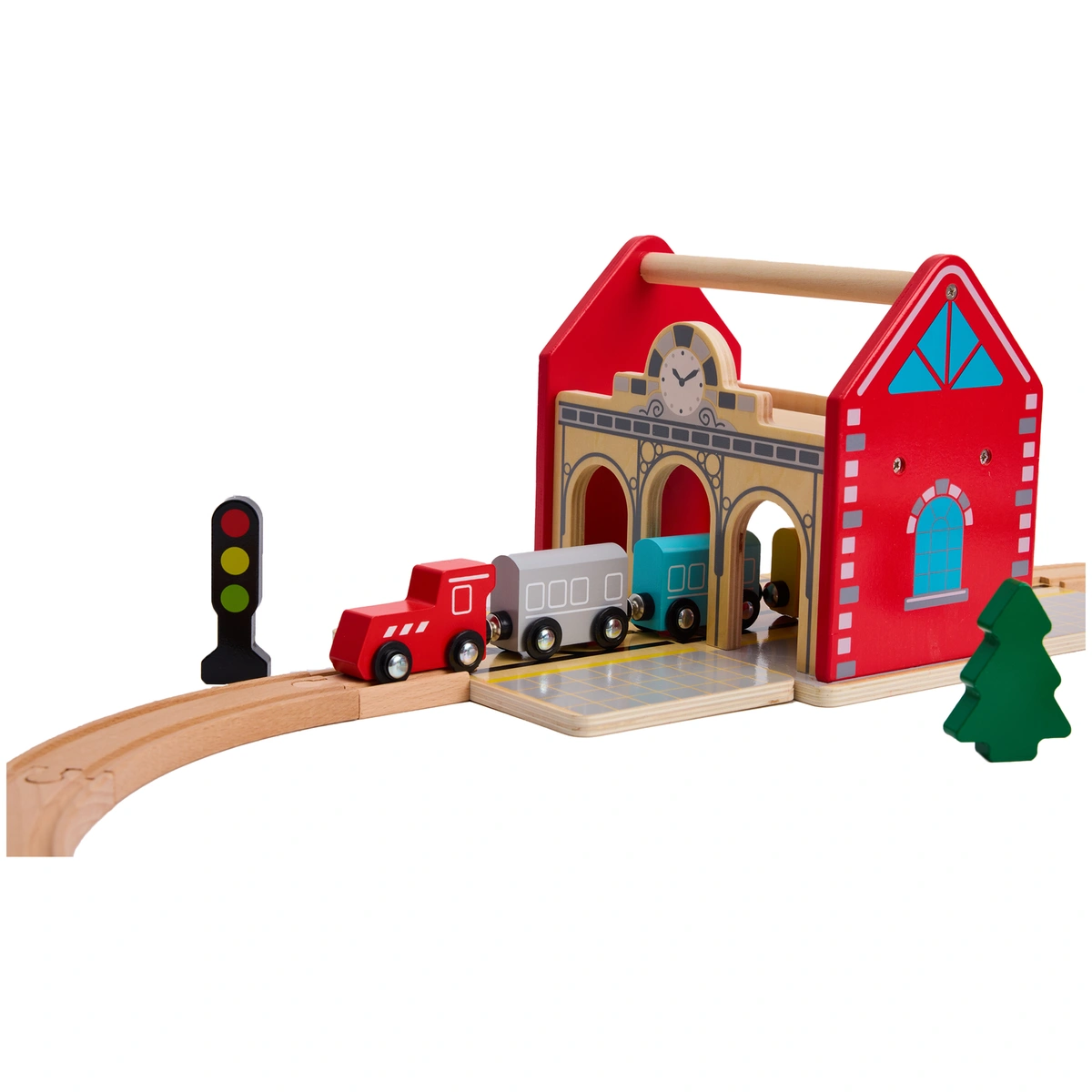 Chad Valley Wooden Carry Train Station Set