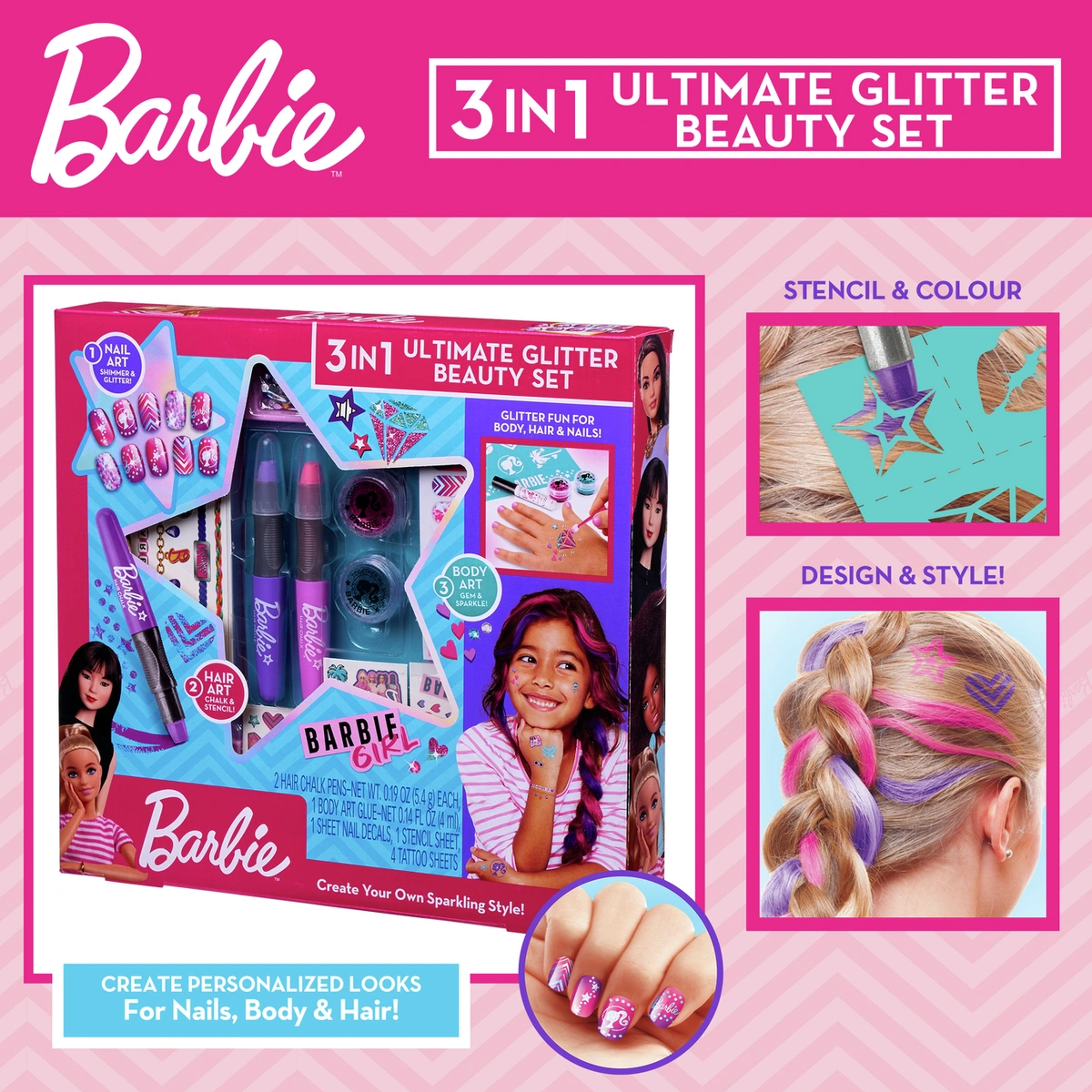 Barbie 3 in 1 Ultimate Glitter Beauty Set