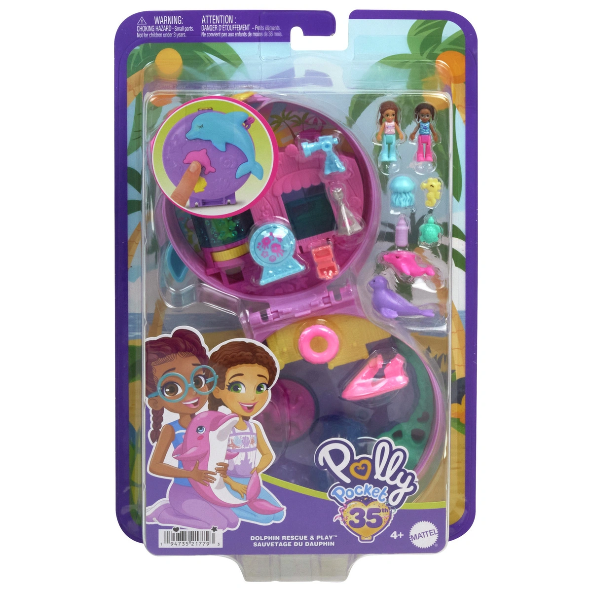 Polly Pocket Dolphin Rescue & Play Compact Doll Playsets