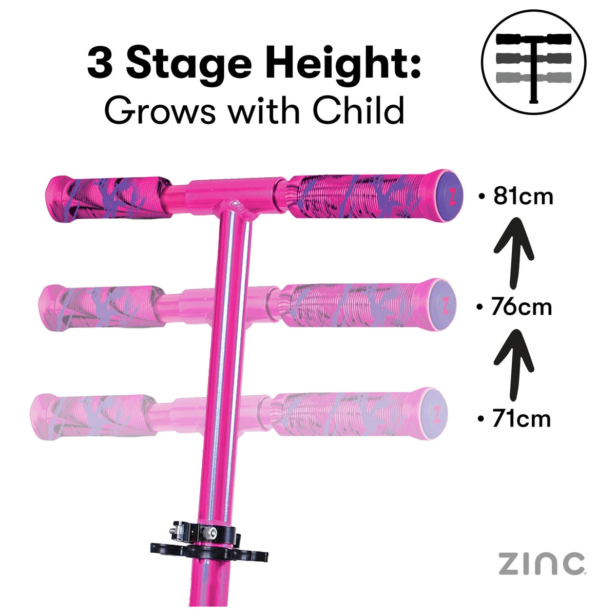 Zinc Identity Light Up Foldable 2 Wheel Scooter - Pink