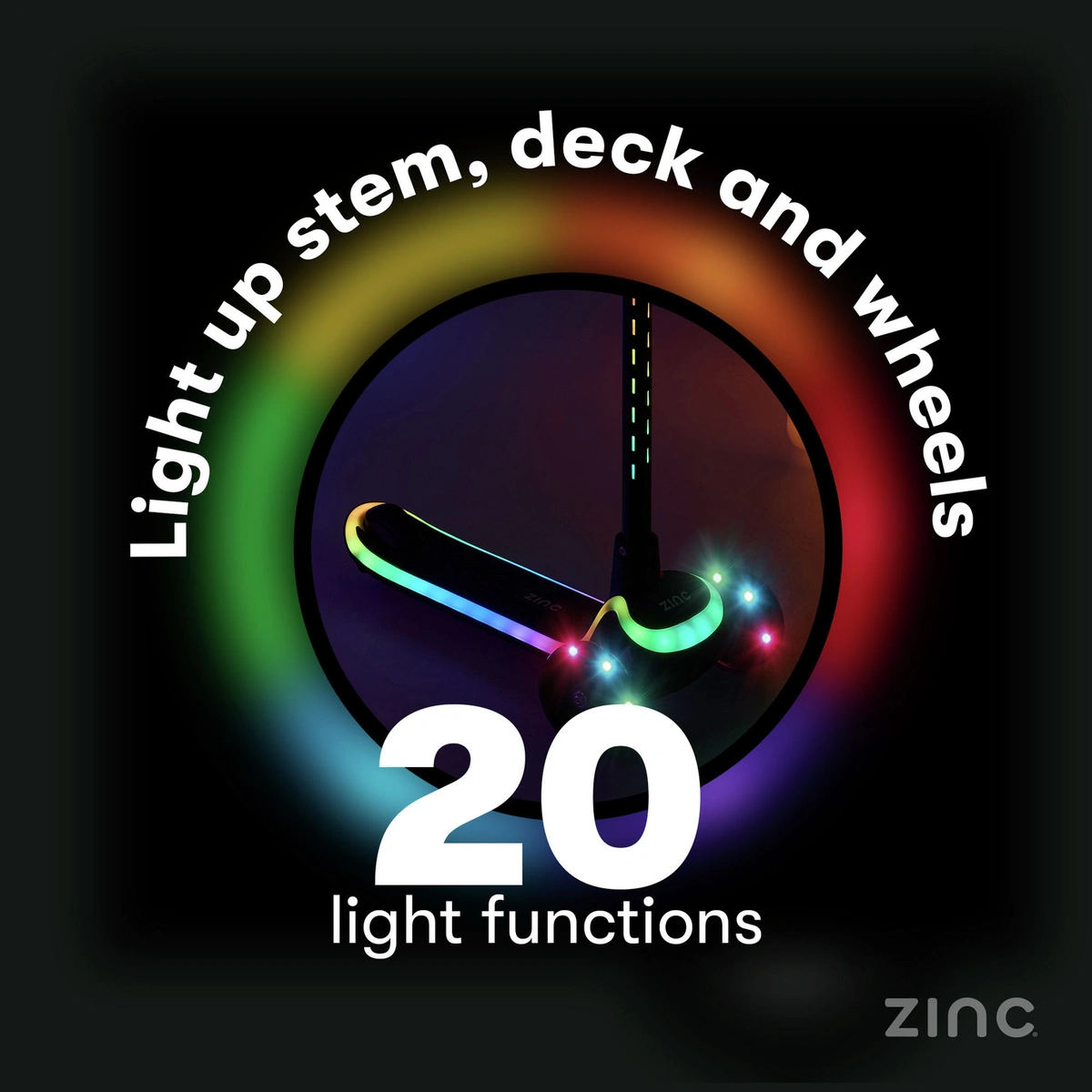 Zinc Sunshine Light Up 3 Wheel Scooter - Black