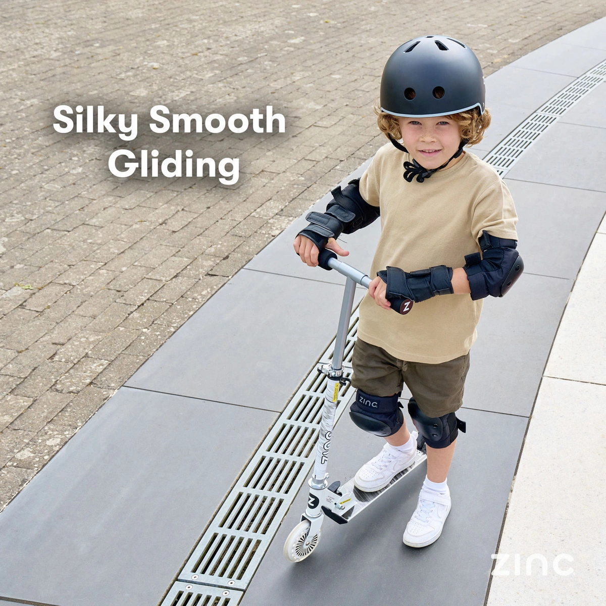 Zinc Twister Light Up Foldable 2 Wheel Scooter - White