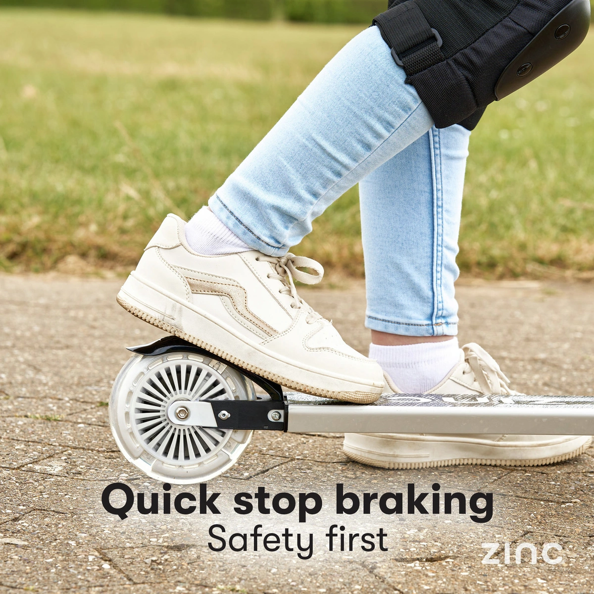 Zinc Twister Light Up Foldable 2 Wheel Scooter - White