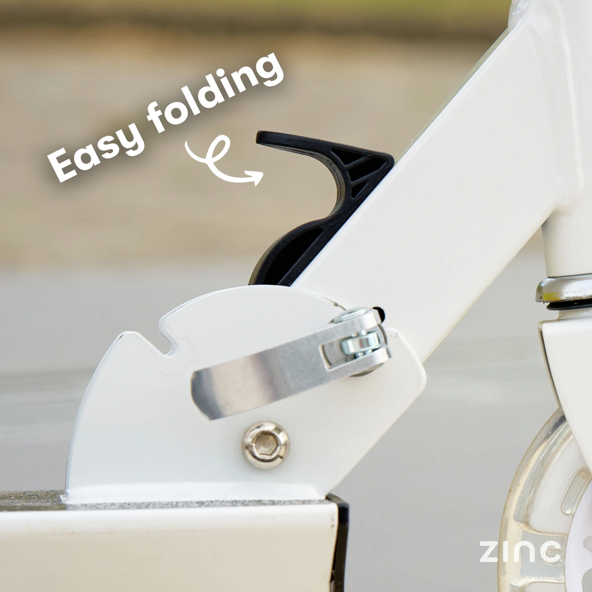 Zinc Twister Light Up Foldable 2 Wheel Scooter - White