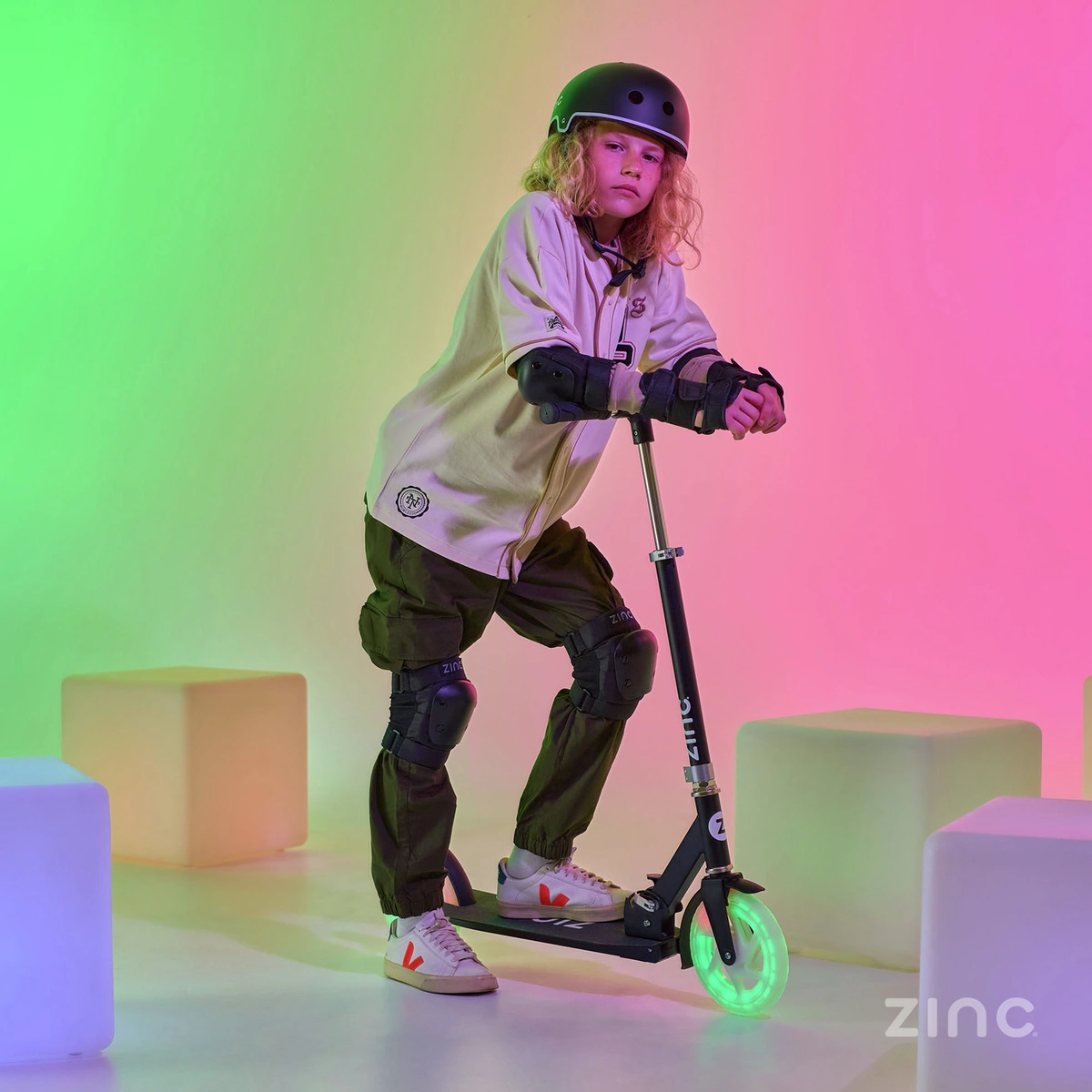 Zinc Dazzle Light Up Foldable Big Wheel Scooter