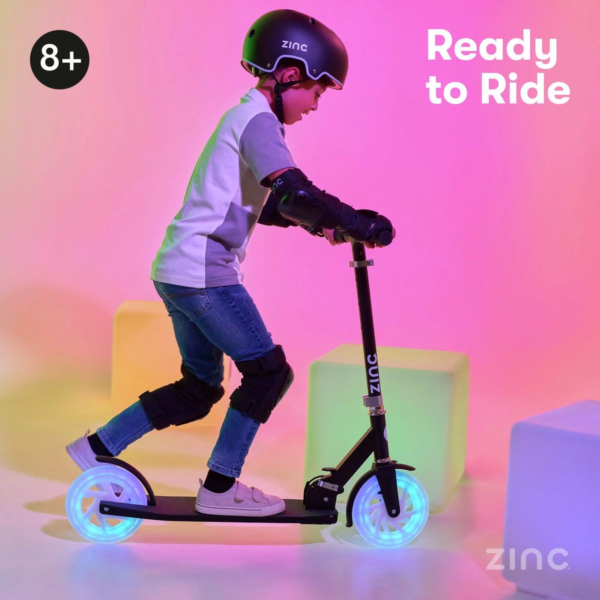 Zinc Dazzle Light Up Foldable Big Wheel Scooter