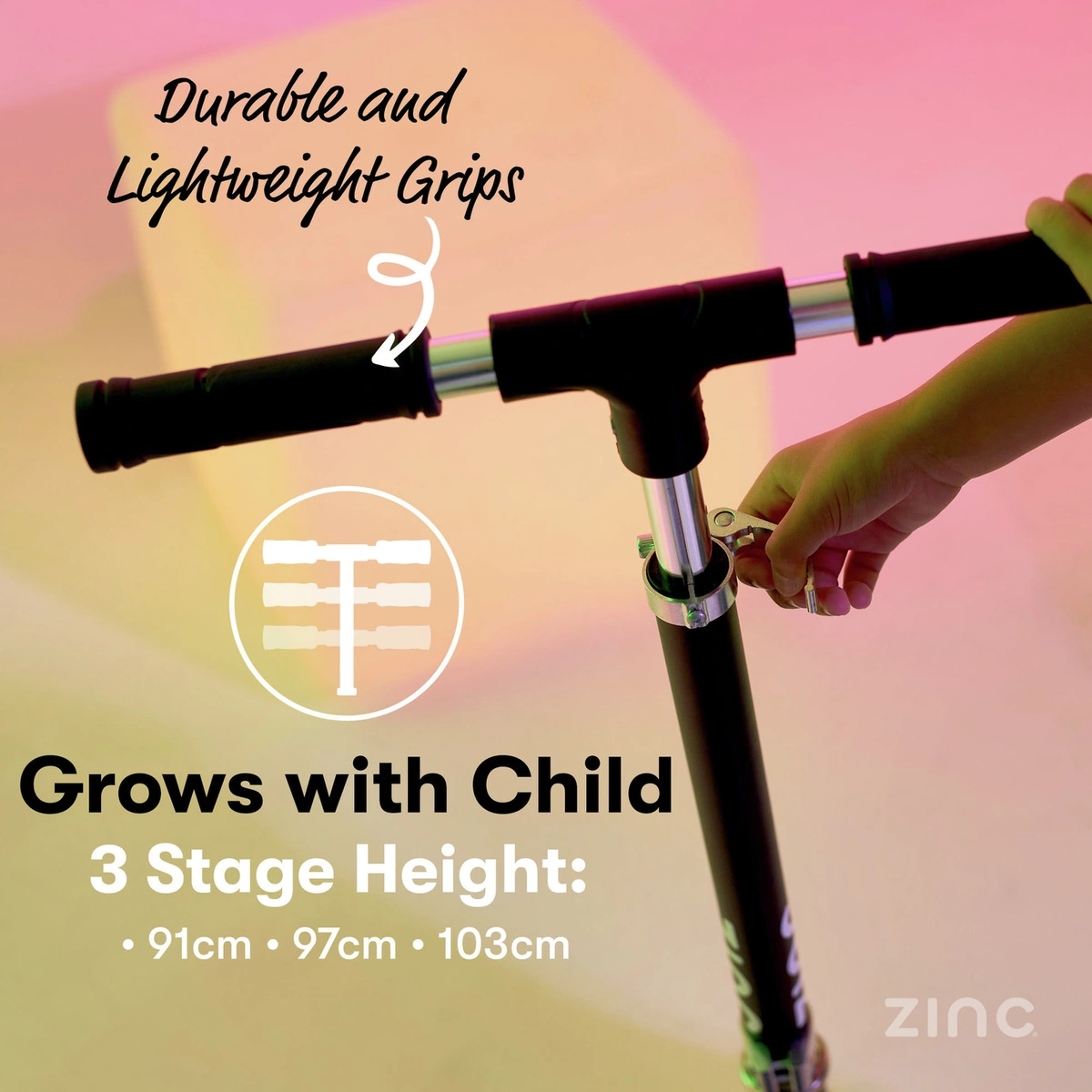 Zinc Dazzle Light Up Foldable Big Wheel Scooter