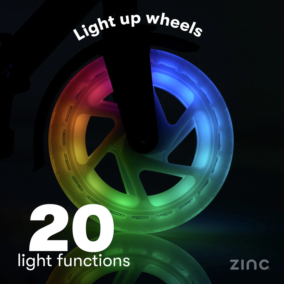 Zinc Dazzle Light Up Foldable Big Wheel Scooter