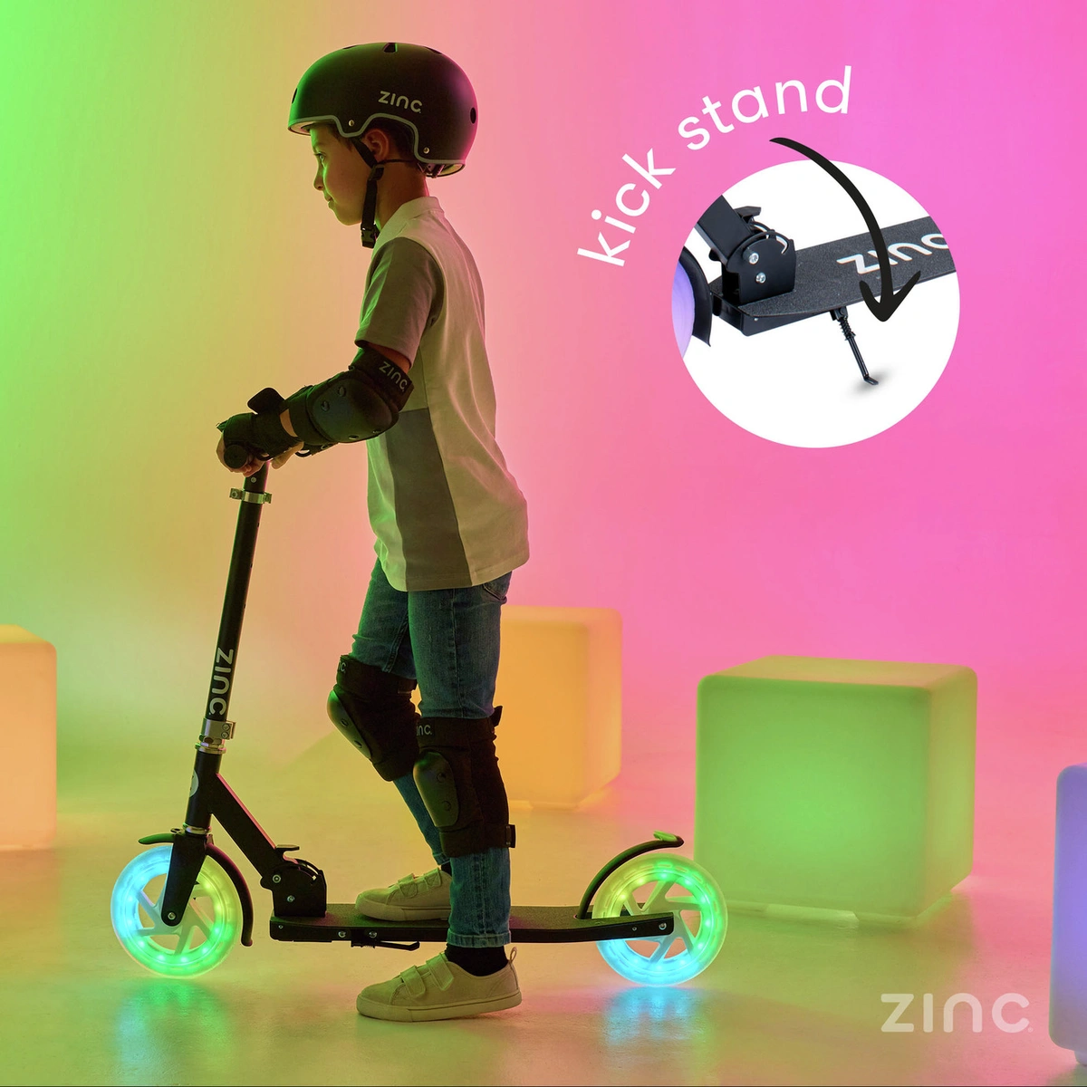 Zinc Dazzle Light Up Foldable Big Wheel Scooter