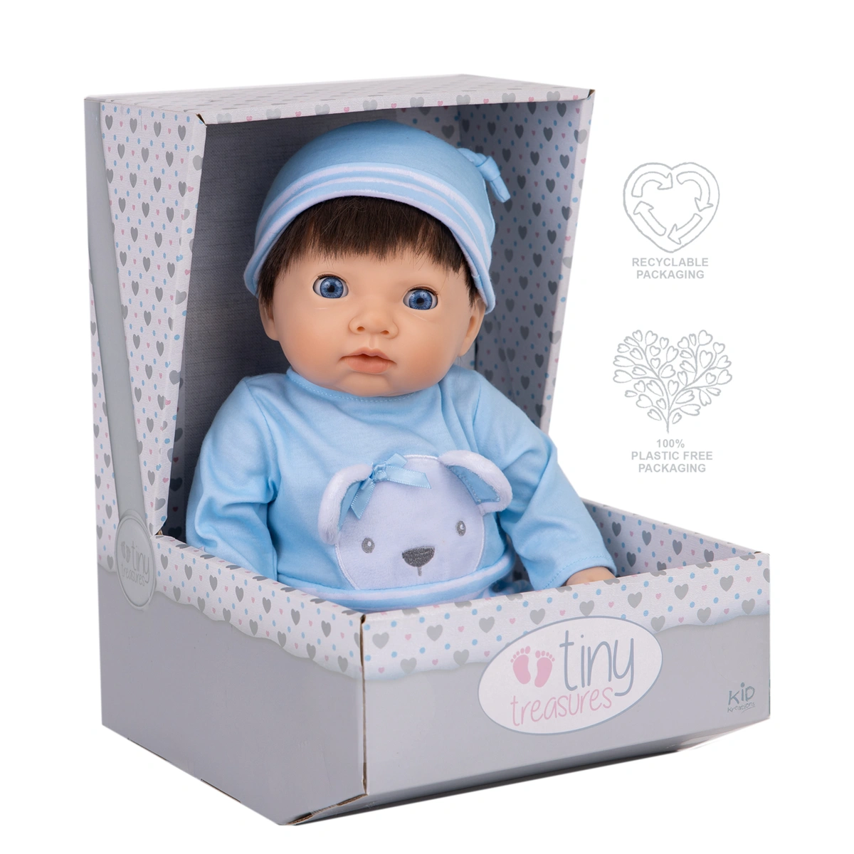 Tiny Treasures Baby Doll in Blue Bear Outfit - 17inch/44cm