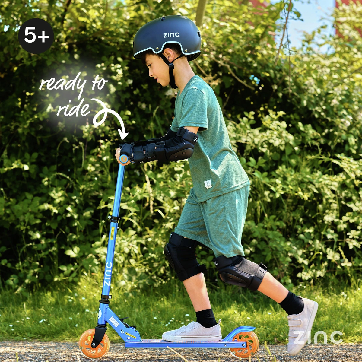 Zinc Identity Light Up Foldable 2 Wheel Scooter - Blue