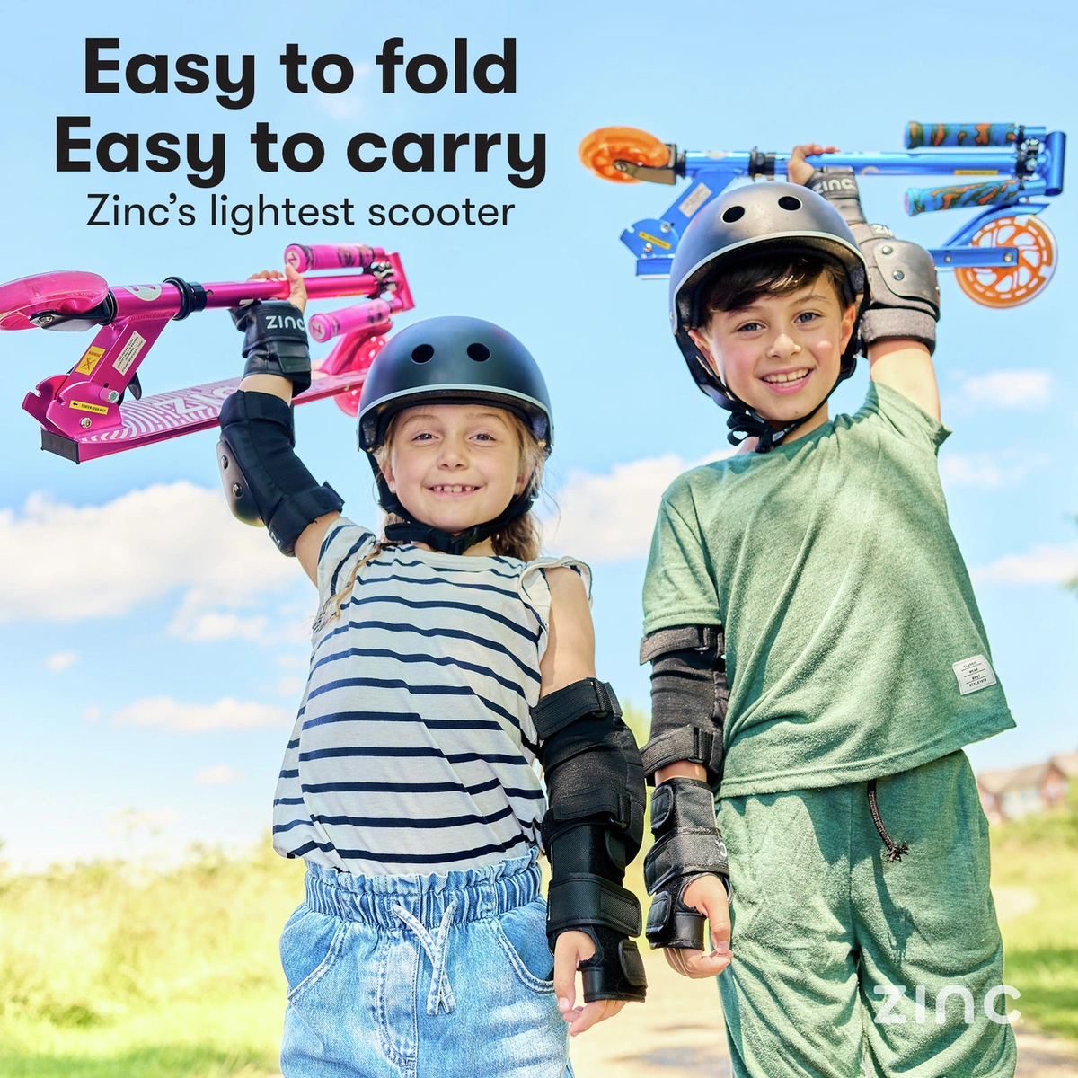 Zinc Identity Light Up Foldable 2 Wheel Scooter - Blue