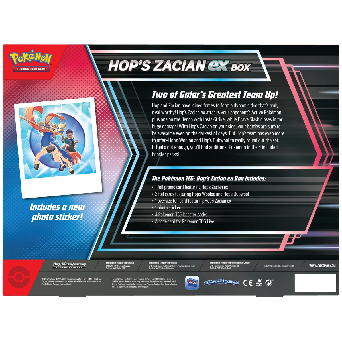 Pokémon Hops Zacian ex Box