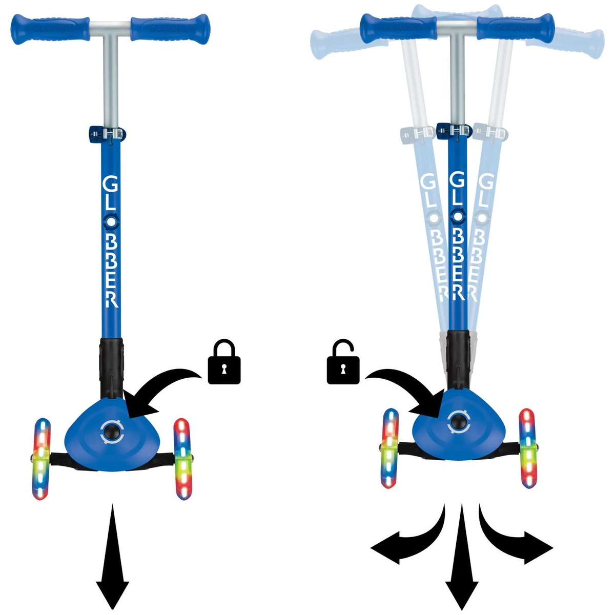 Globber Expert Foldable 3 Wheel Scooter - Blue