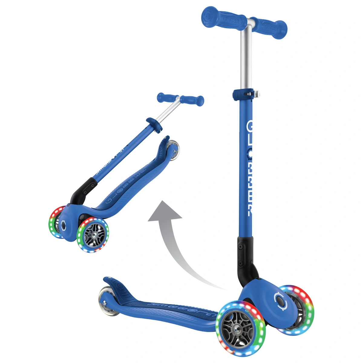 Globber Expert Foldable 3 Wheel Scooter - Blue