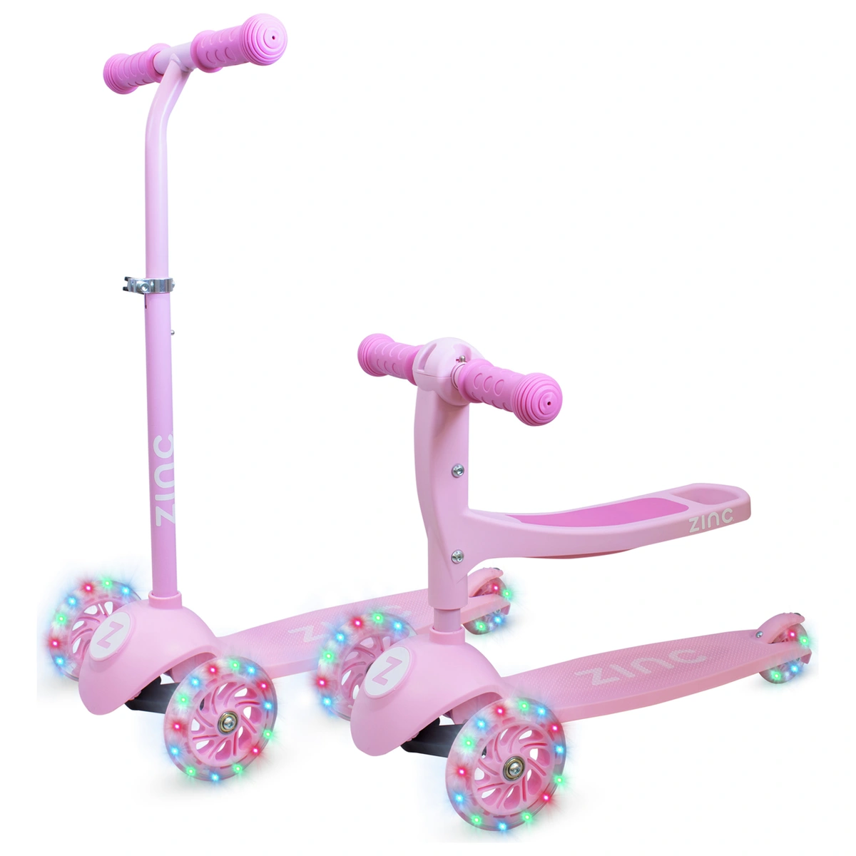 Zinc My First 3-in-1 Kids Light Up 3 Wheel Scooter - Pink