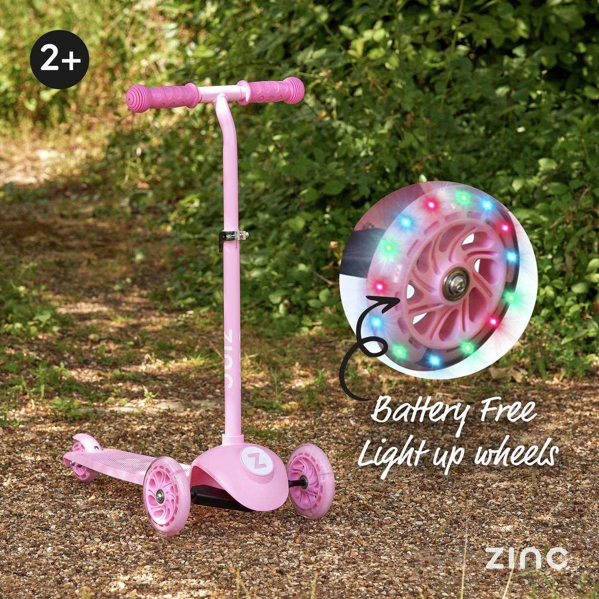 Zinc My First 3-in-1 Kids Light Up 3 Wheel Scooter - Pink