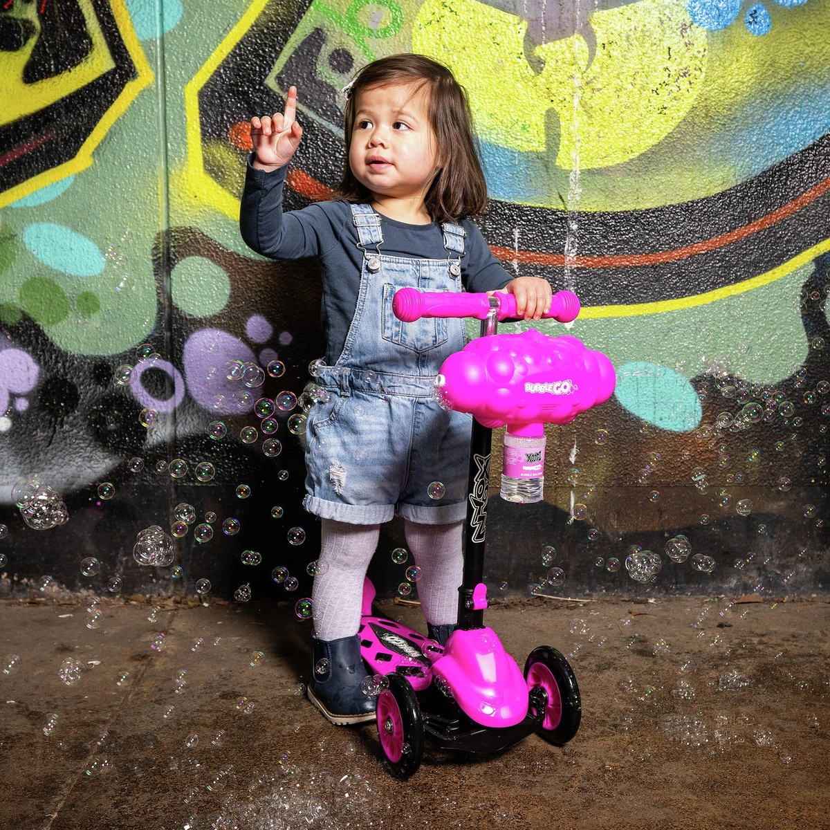 Xootz Bubble Go Kids Folding 3 Wheel Scooter - Pink