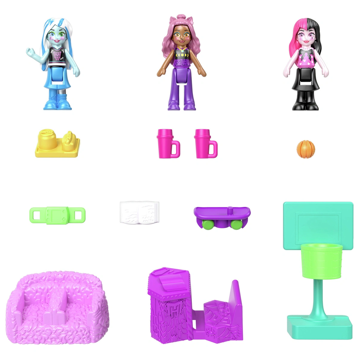 Polly Pocket Monster High Playset and 3 Micro Dolls