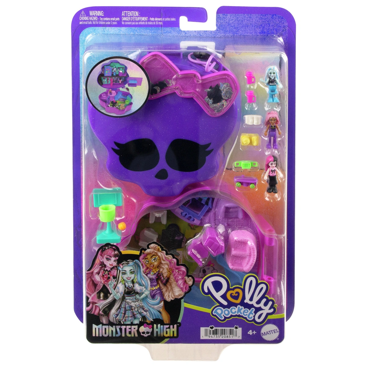 Polly Pocket Monster High Playset and 3 Micro Dolls