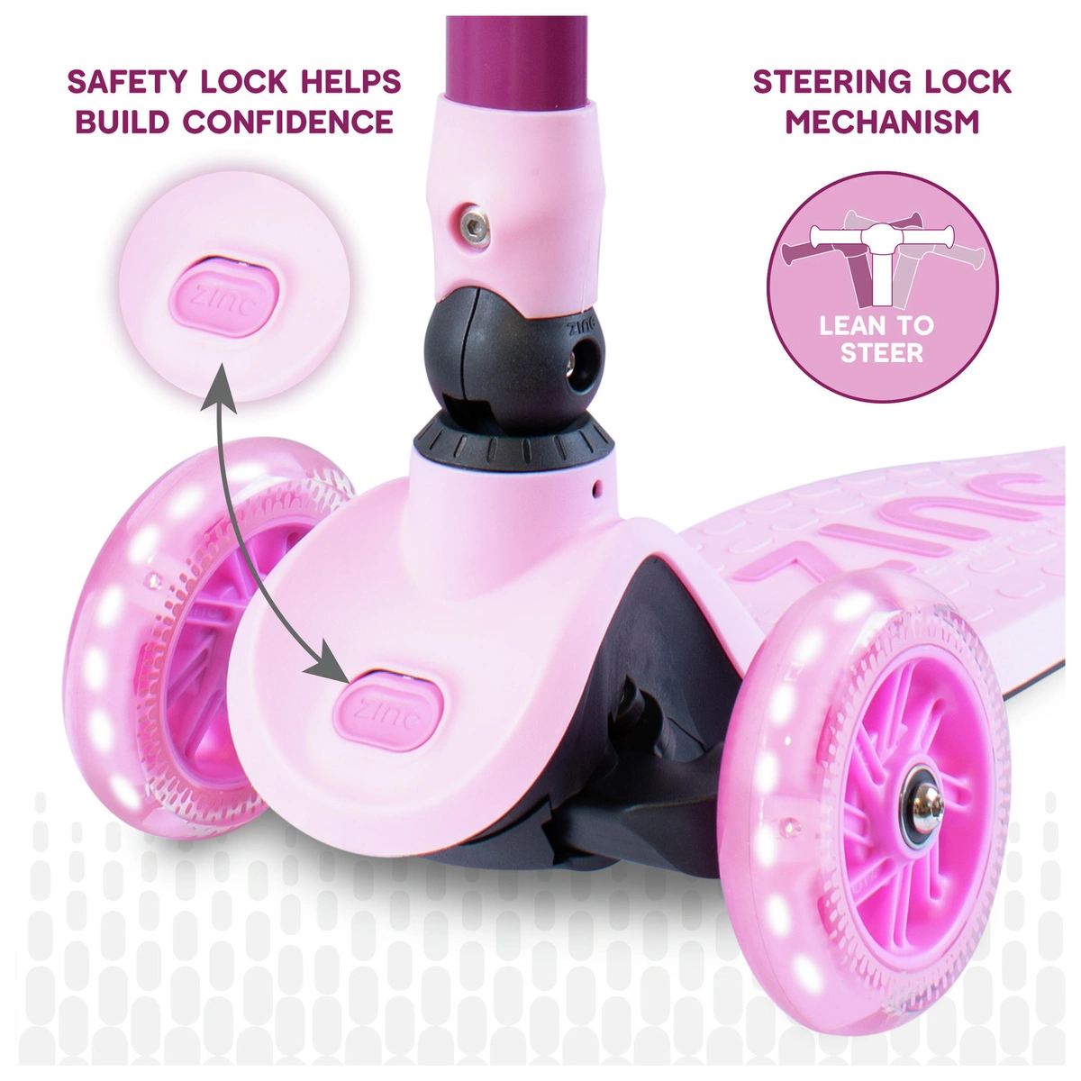 Zinc Flyte Kids Foldable 3 Wheel Scooter - Pink