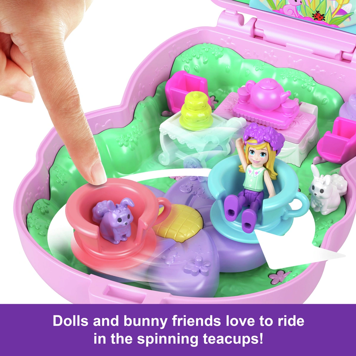 Polly Pocket Tea Party Bunny Compact Playset and Micro Doll