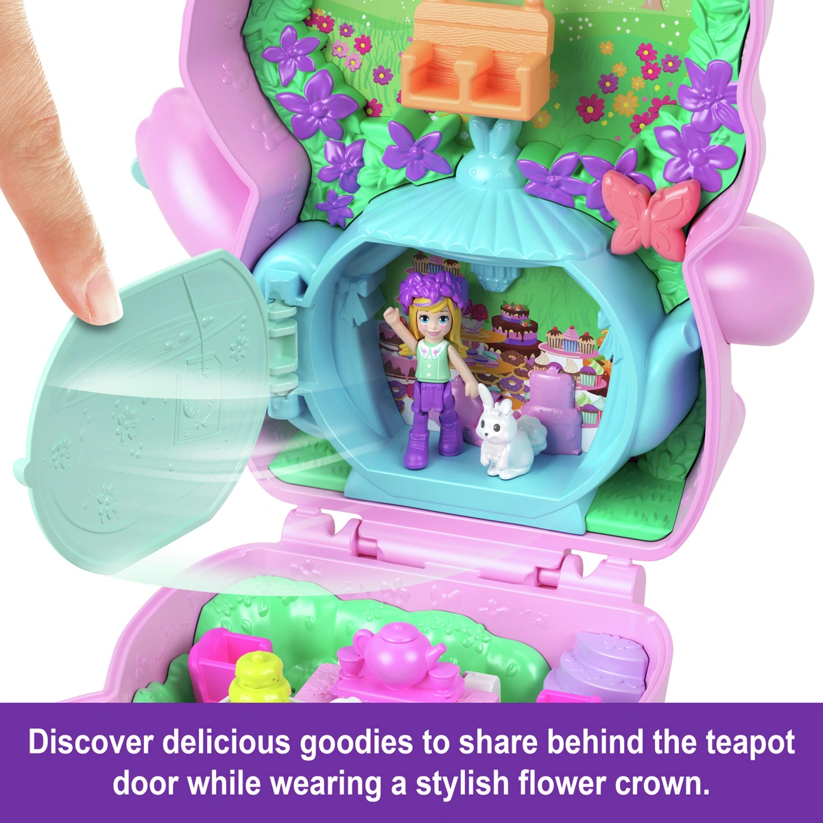 Polly Pocket Tea Party Bunny Compact Playset and Micro Doll