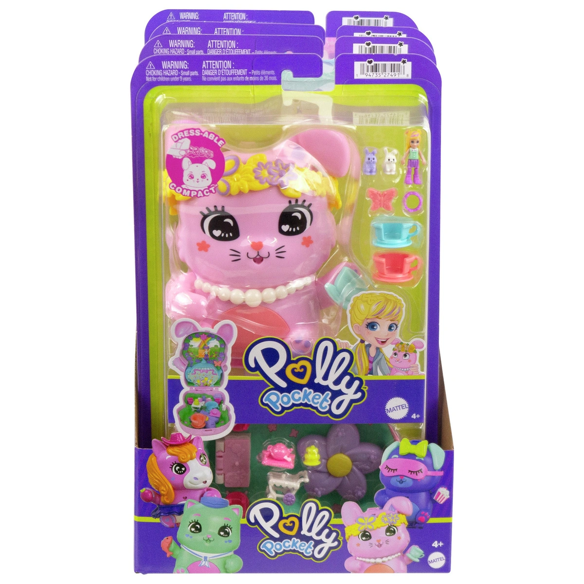 Polly Pocket Tea Party Bunny Compact Playset and Micro Doll