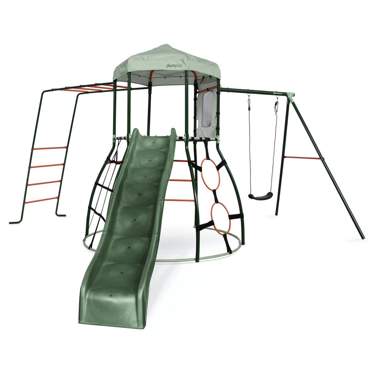 Plum Metal Climbing Dome with Slide, Swing & Monkey Bars