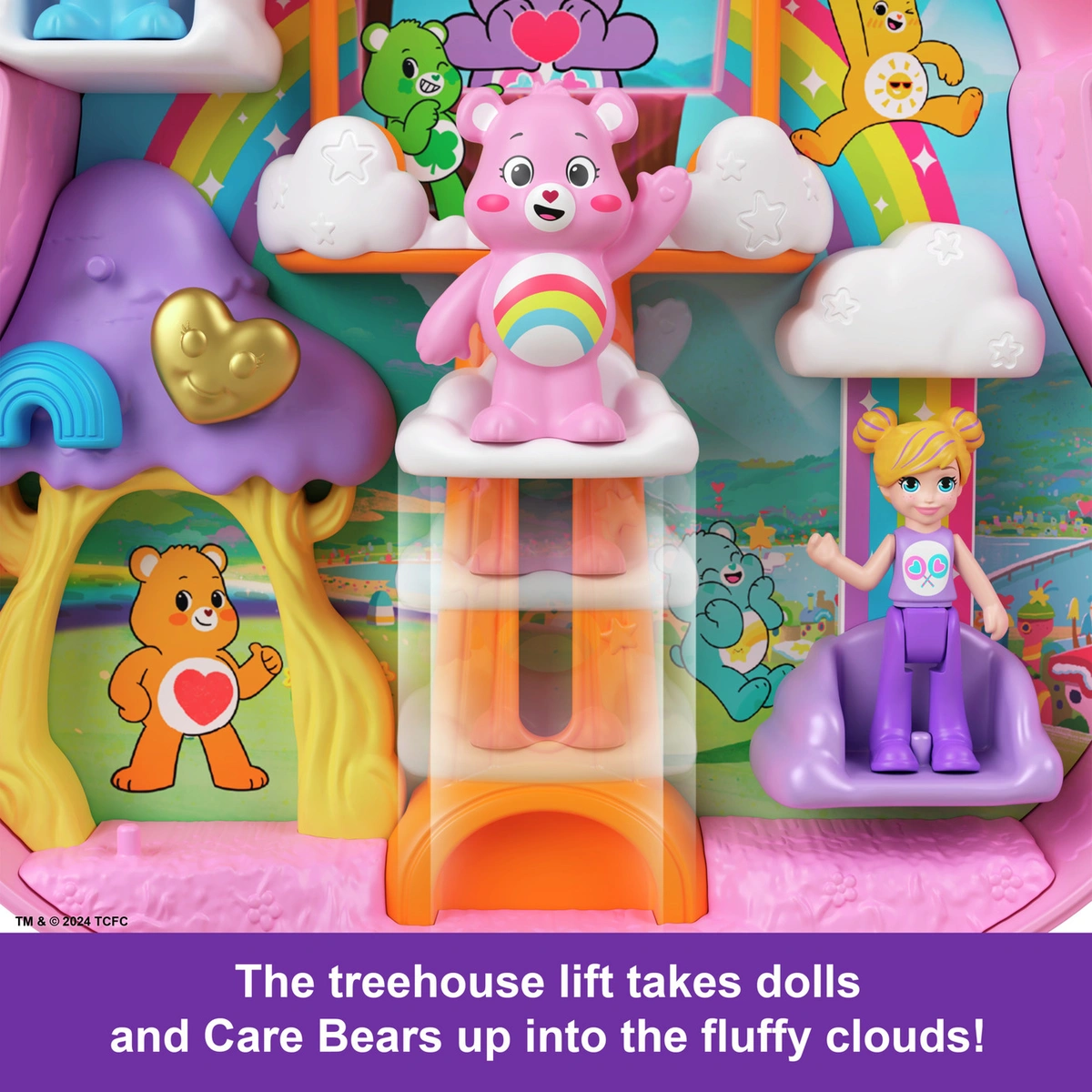 Polly Pocket x Care Bears Dolls & Playset with Toy Car