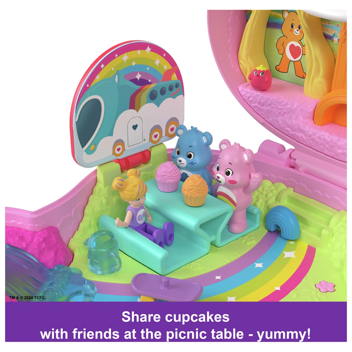 Polly Pocket x Care Bears Dolls & Playset with Toy Car