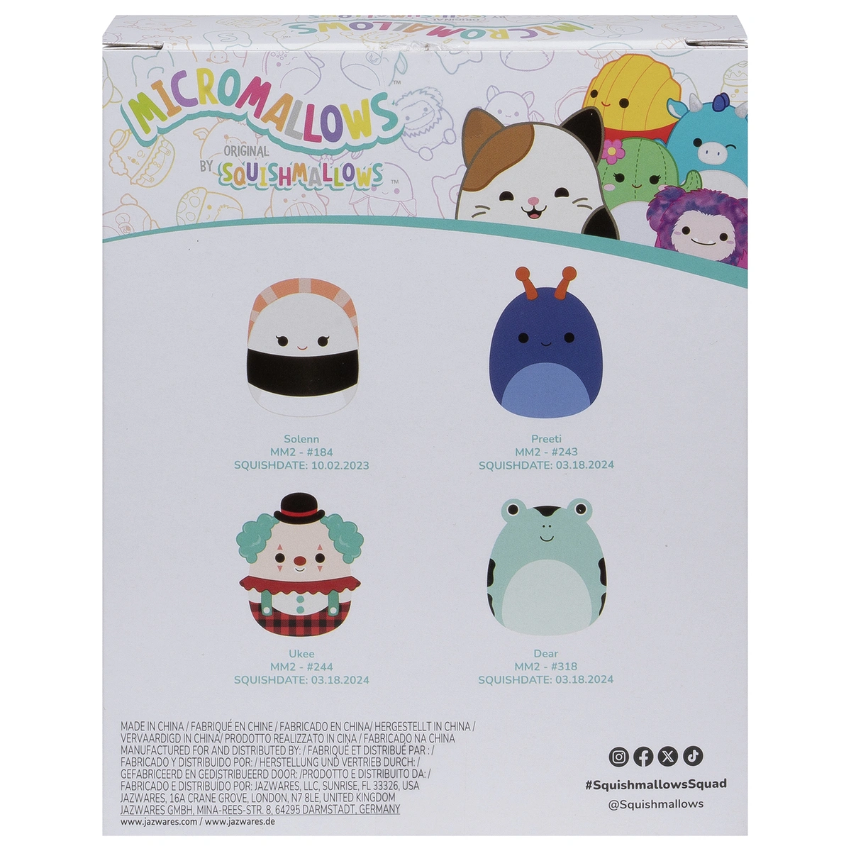 Squishmallow Micromallows 2.5 inch Plush-Pack of 4