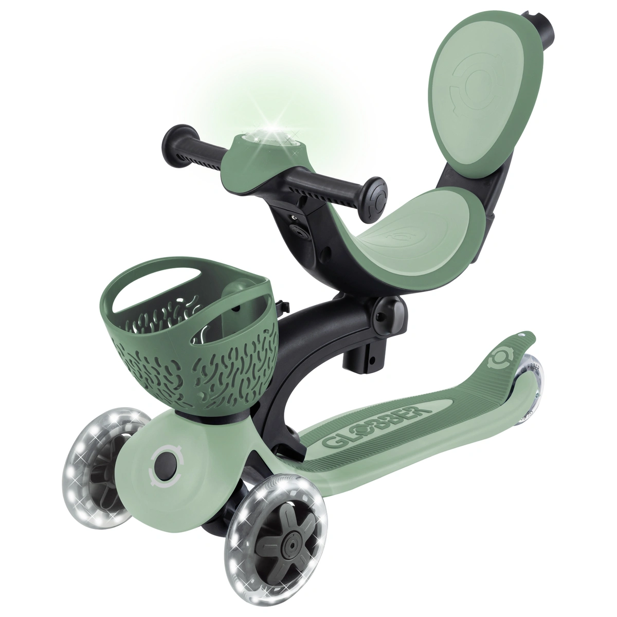 Globber Go Up Baby 360 Lights 3 Wheel Scooter – Sage