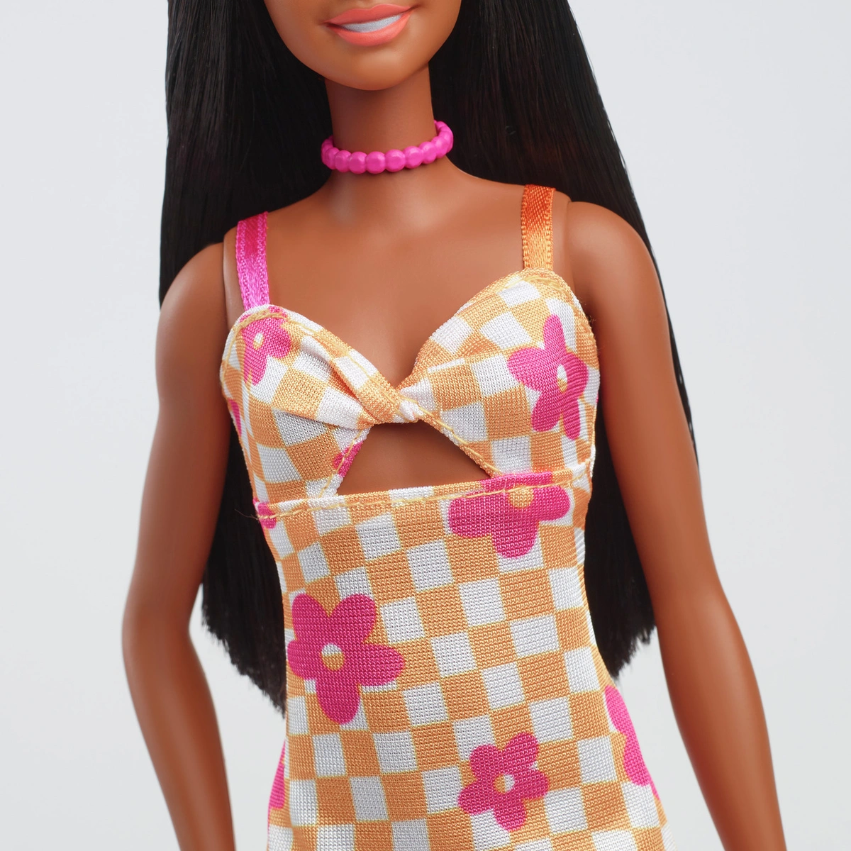 Barbie Fashionistas Doll in Checked Flower Midi Dress - 32cm