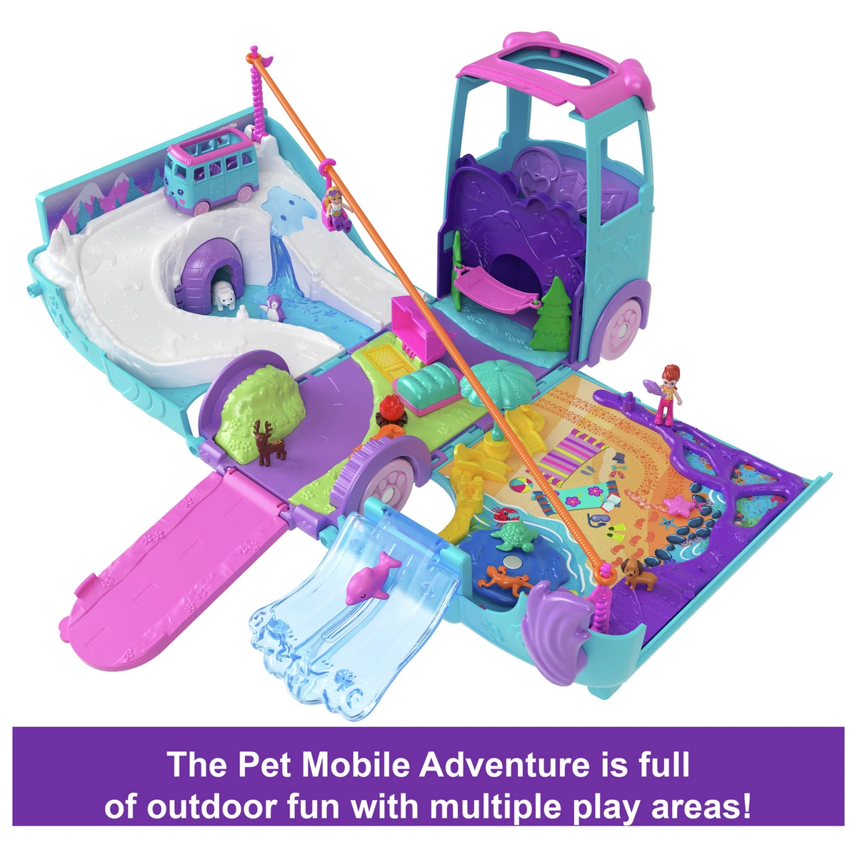 Polly Pocket Pet Mobile Adventure Playset with Micro Dolls
