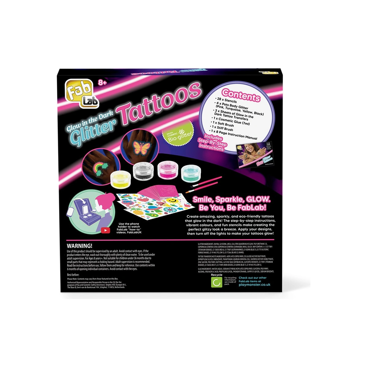 FabLab Glow in the Dark Glitter Tattoos