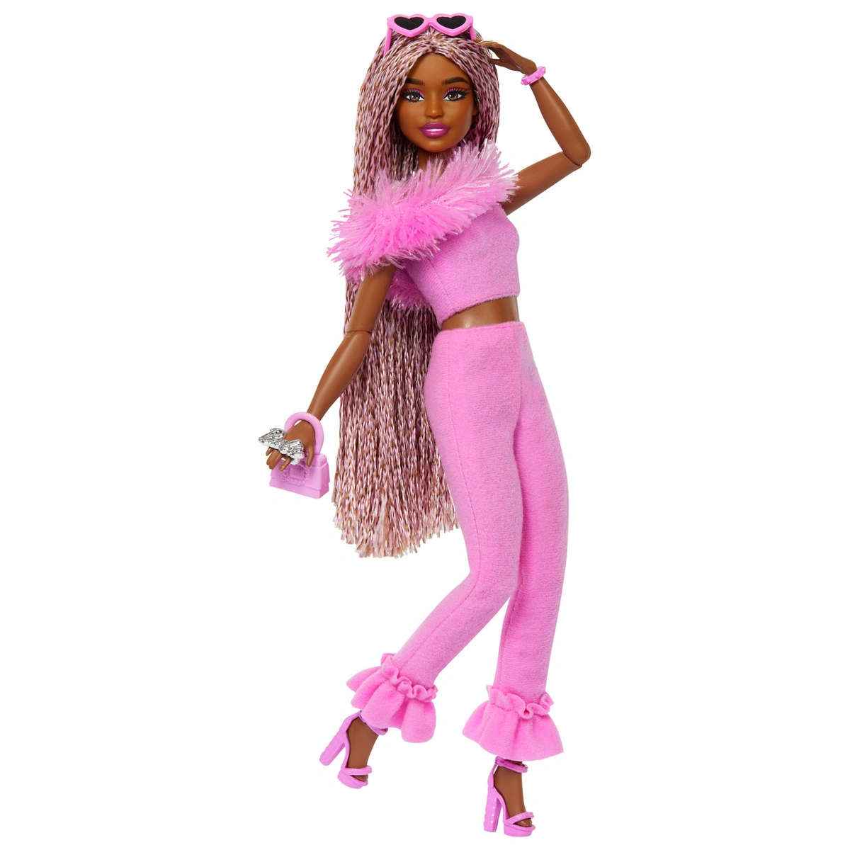 Barbie Deluxe Style Doll  Pink Jumpsuit & Braided Hair -32cm
