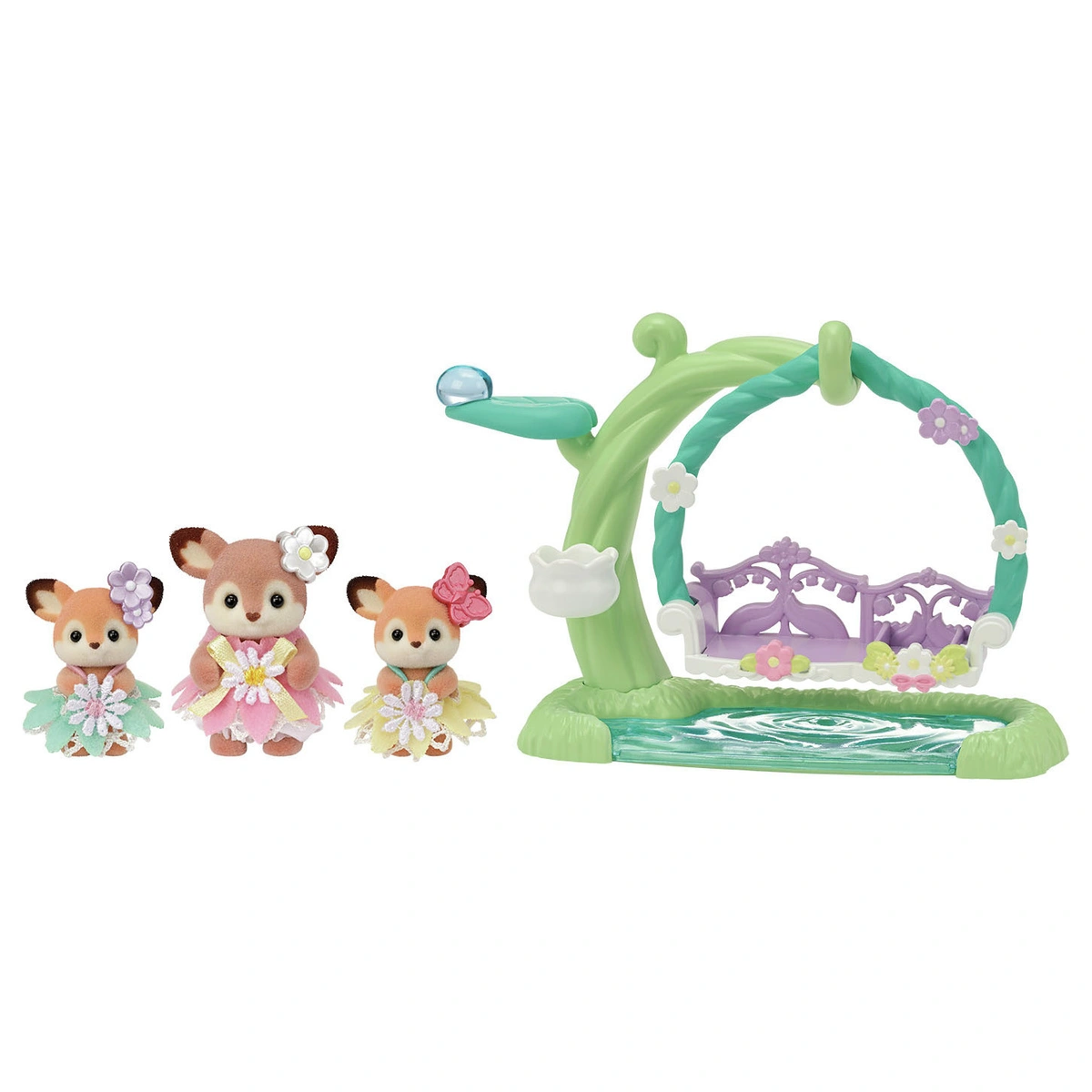 Sylvanian Deer Babies Floral Swing Set