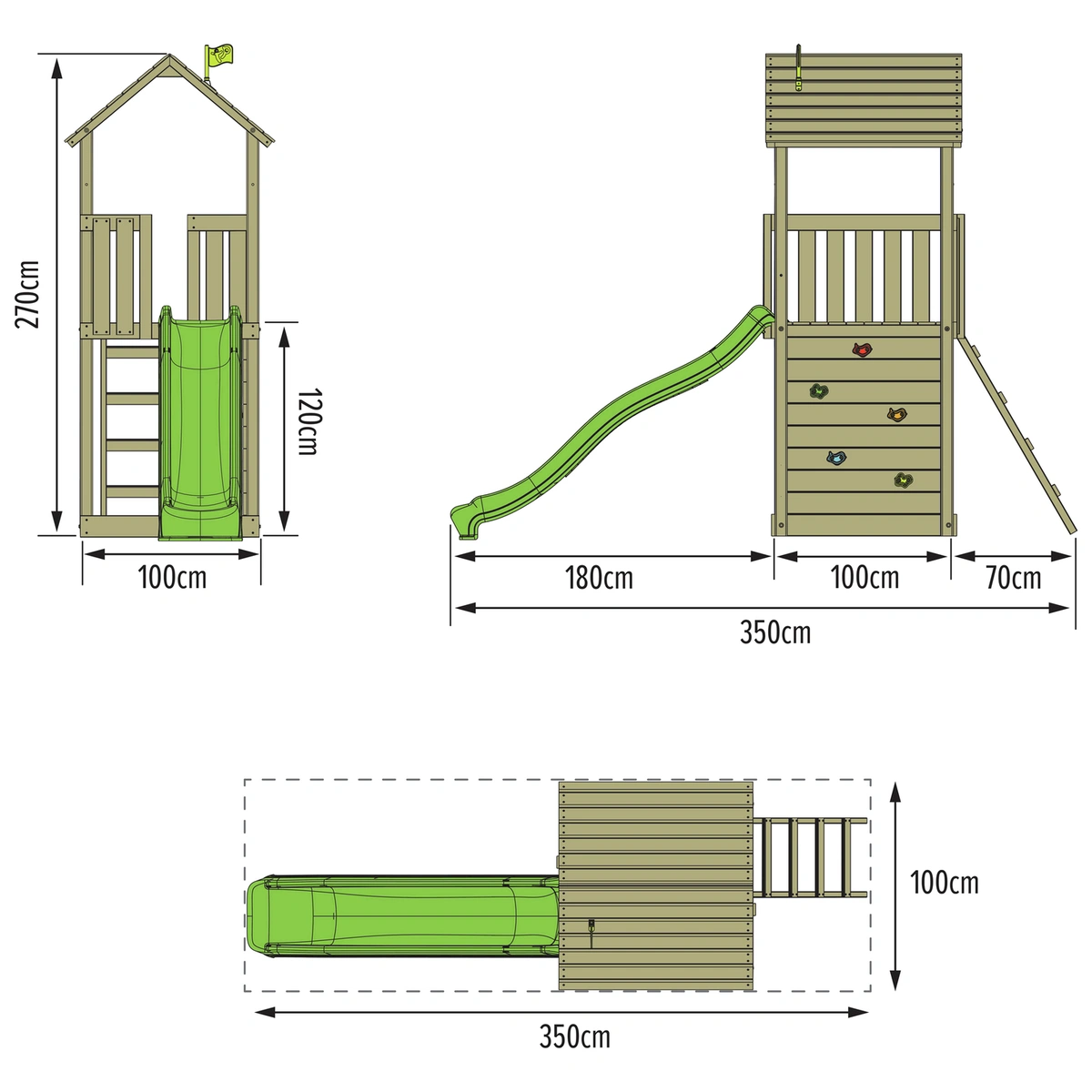 TP Skywood Wooden Climbing Frame and Slide