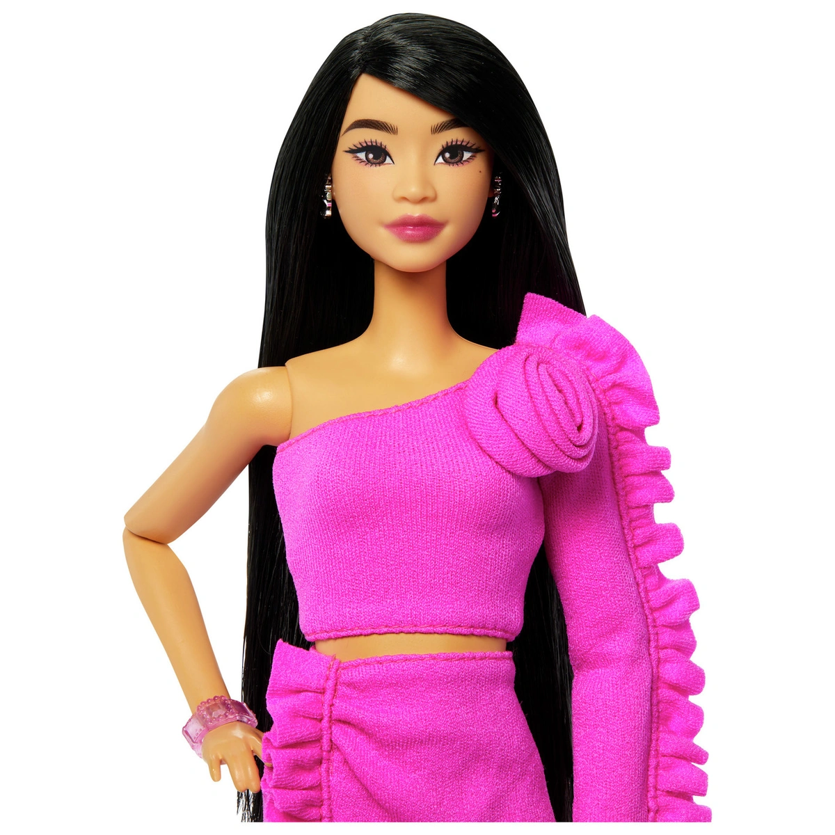 Barbie Deluxe Style Doll Pink Top & Skirt Set & Black Hair