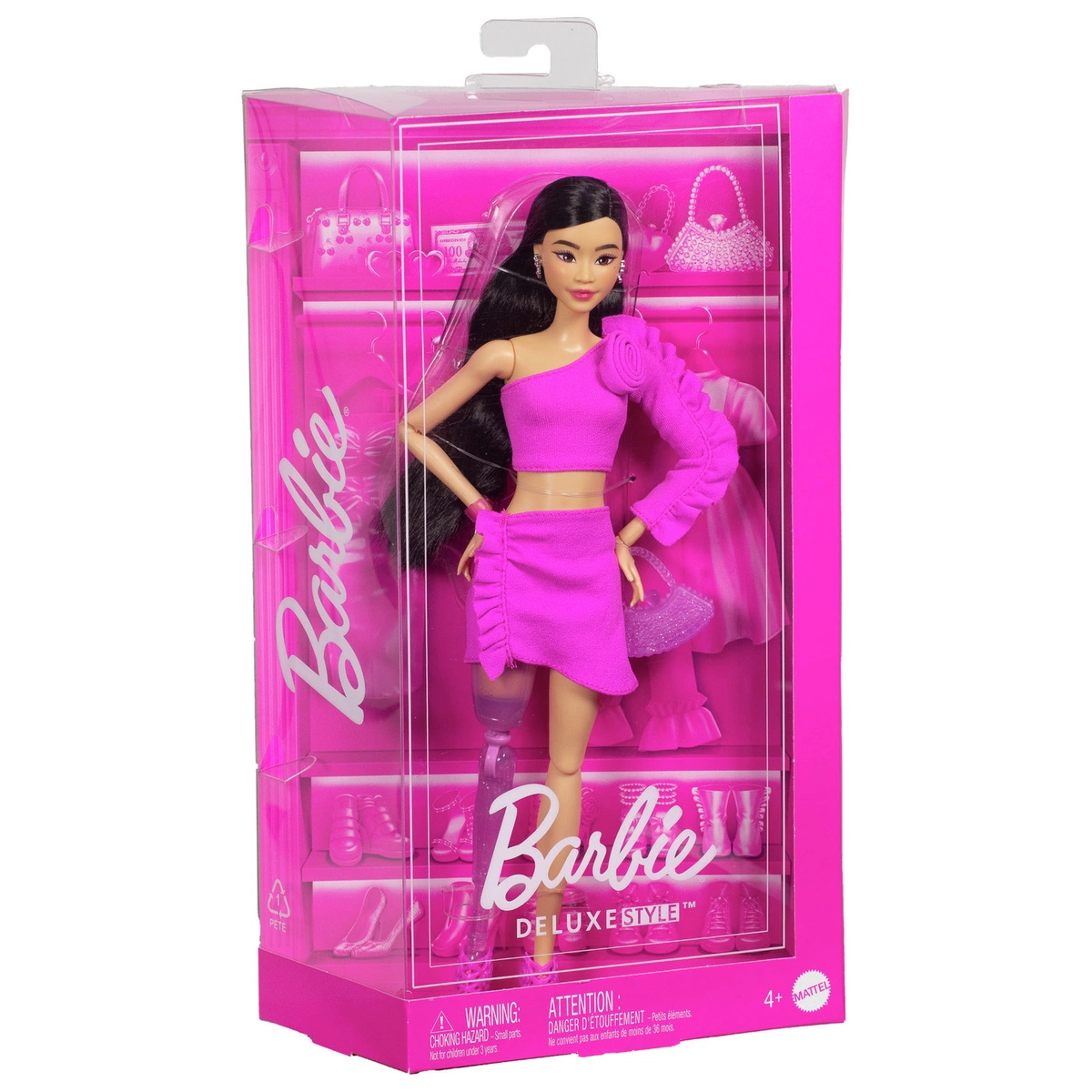 Barbie Deluxe Style Doll Pink Top & Skirt Set & Black Hair