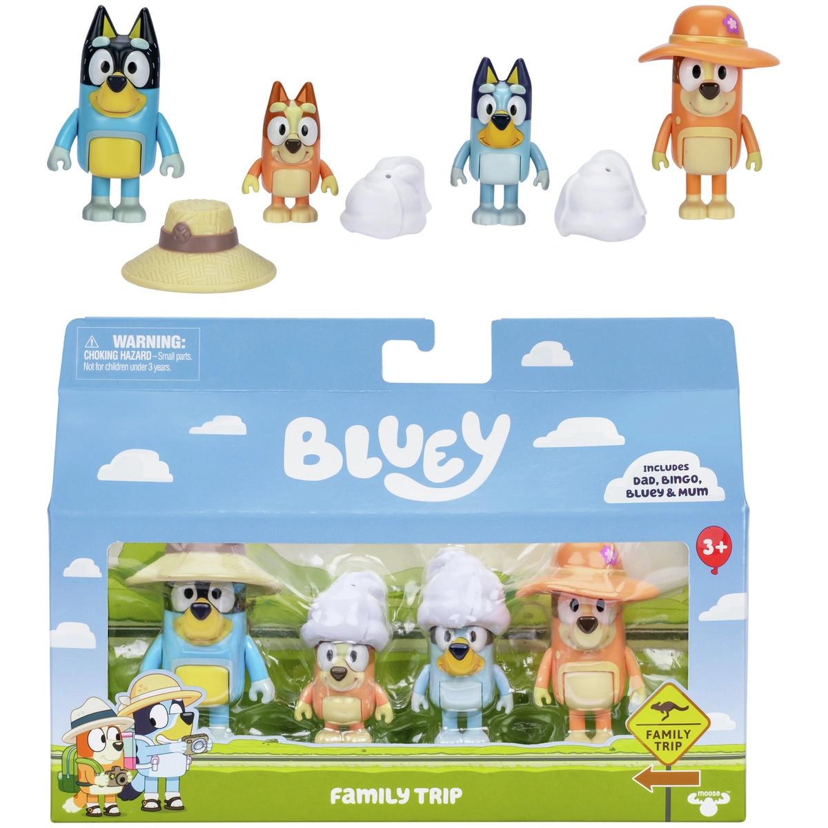 Bluey Holiday Figure 4 Pack Family Trip