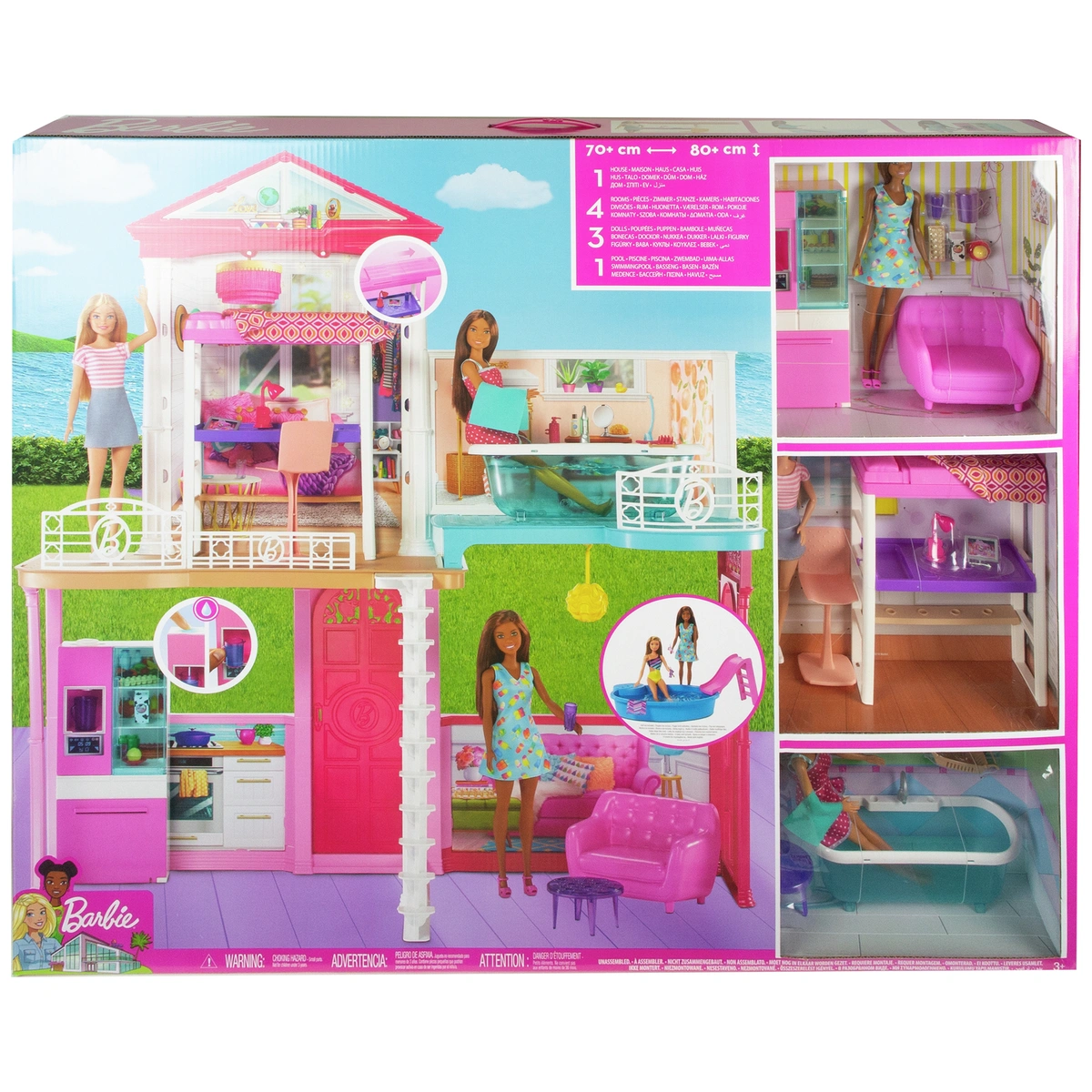 Barbie Estate Dolls House and 3 Dolls