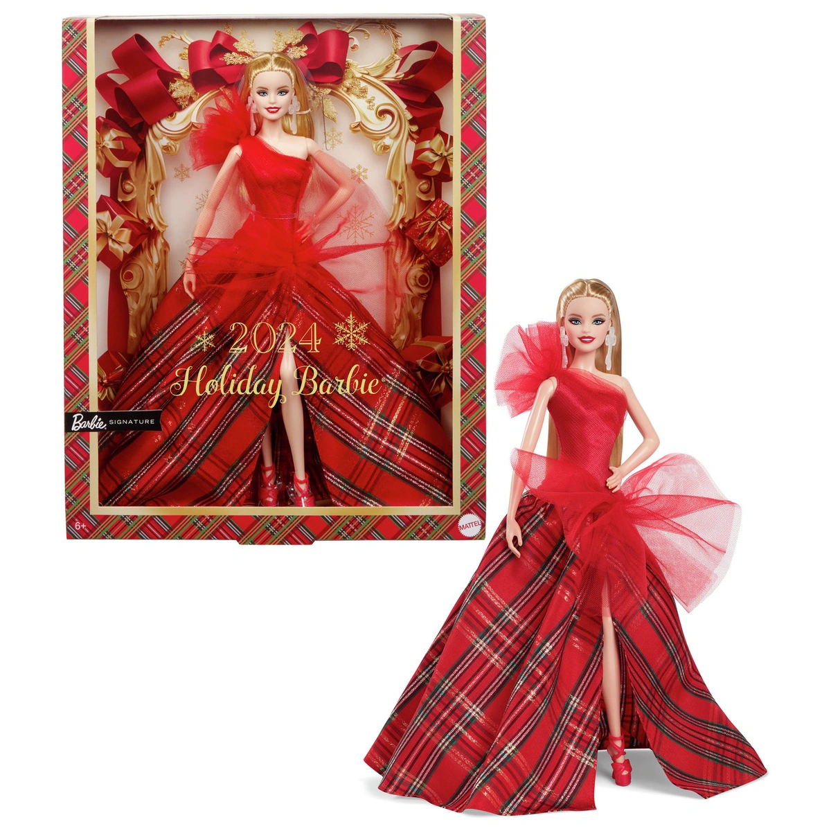 2024 Signature Barbie Doll with Seasonal Plaid Gown - 33cm